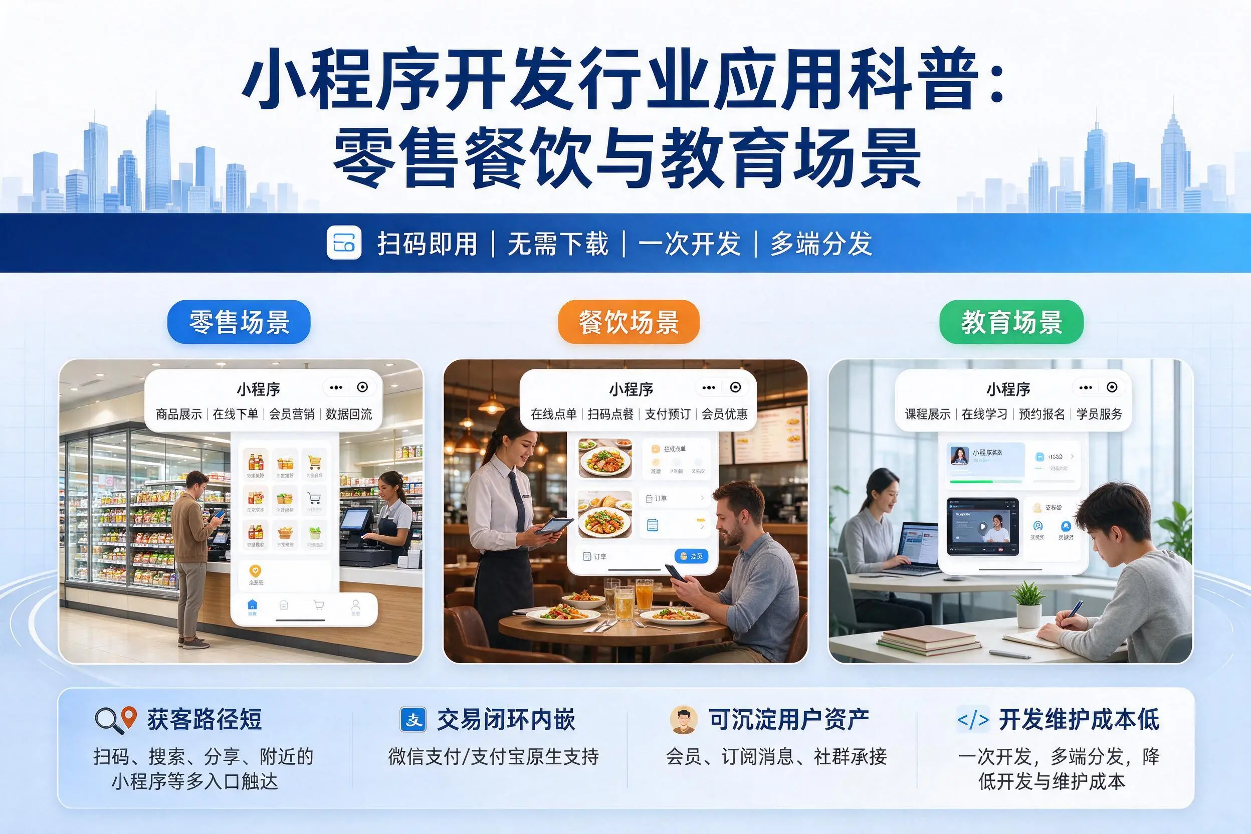 双鸭山小程序开发行业应用科普：零售餐饮与教育场景