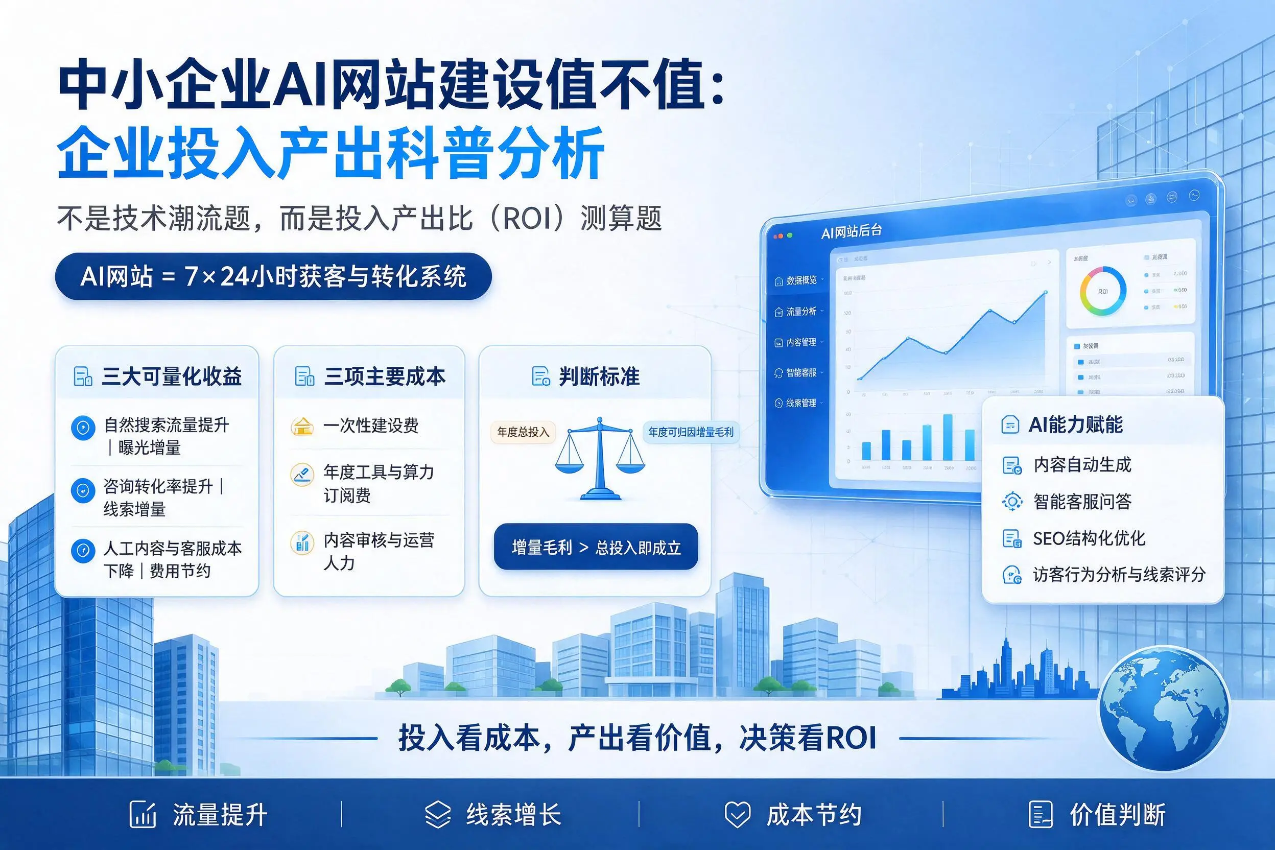 中小企业AI网站建设值不值:双鸭山企业投入产出科普分析