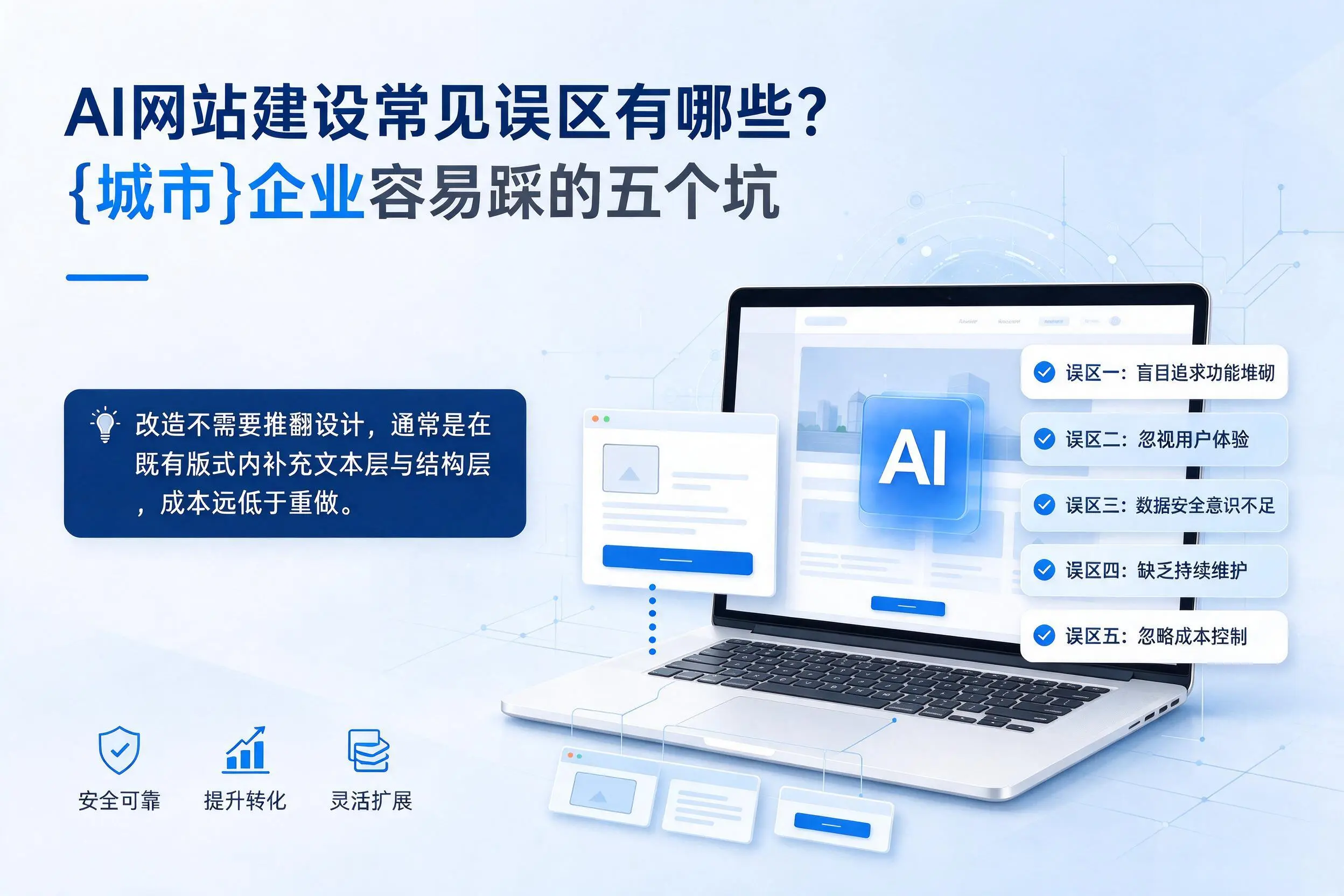 AI网站建设常见误区有哪些?双鸭山企业容易踩的五个坑