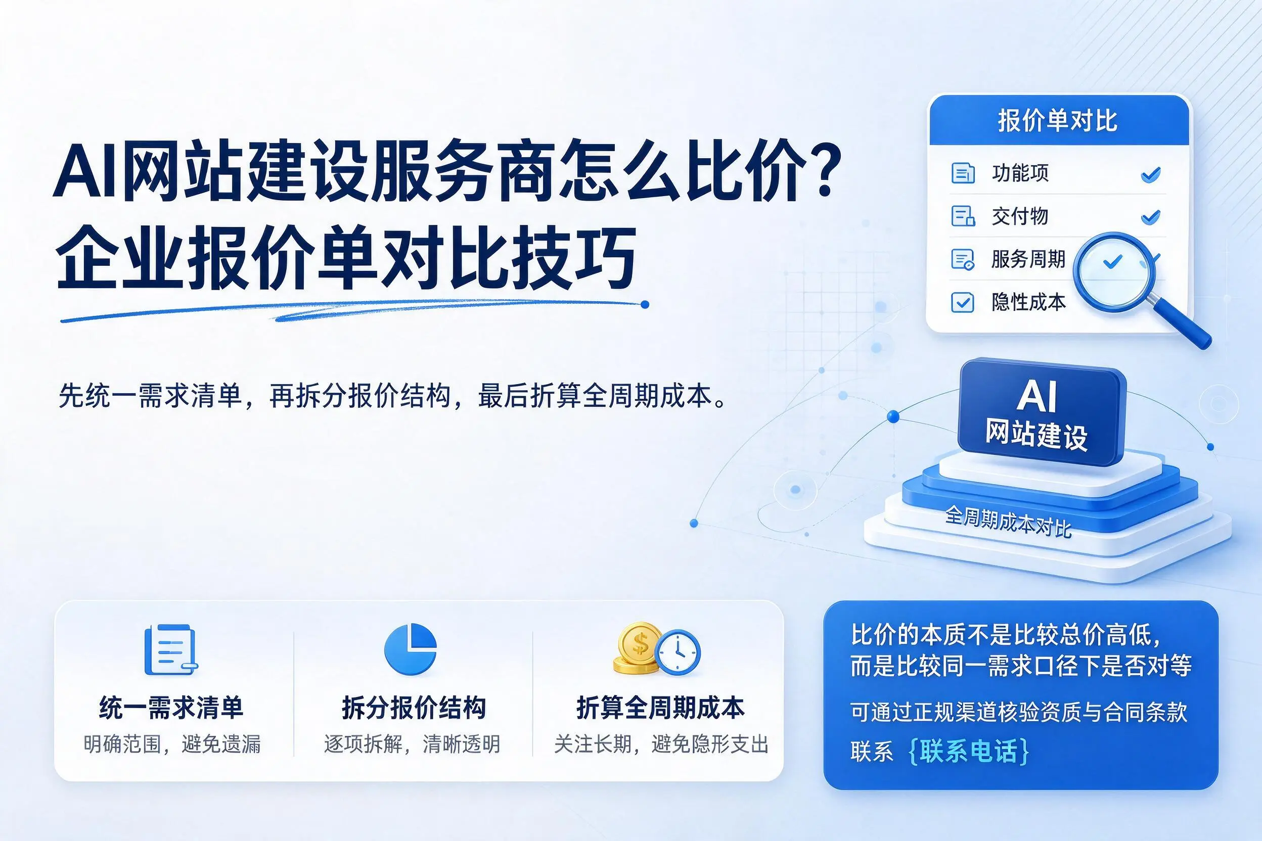 AI网站建设服务商怎么比价?双鸭山企业报价单对比技巧