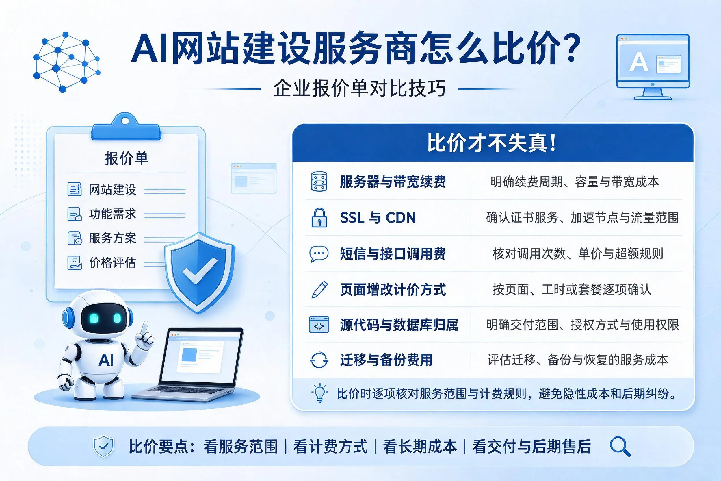 AI网站建设服务商怎么比价?双鸭山企业报价单对比技巧