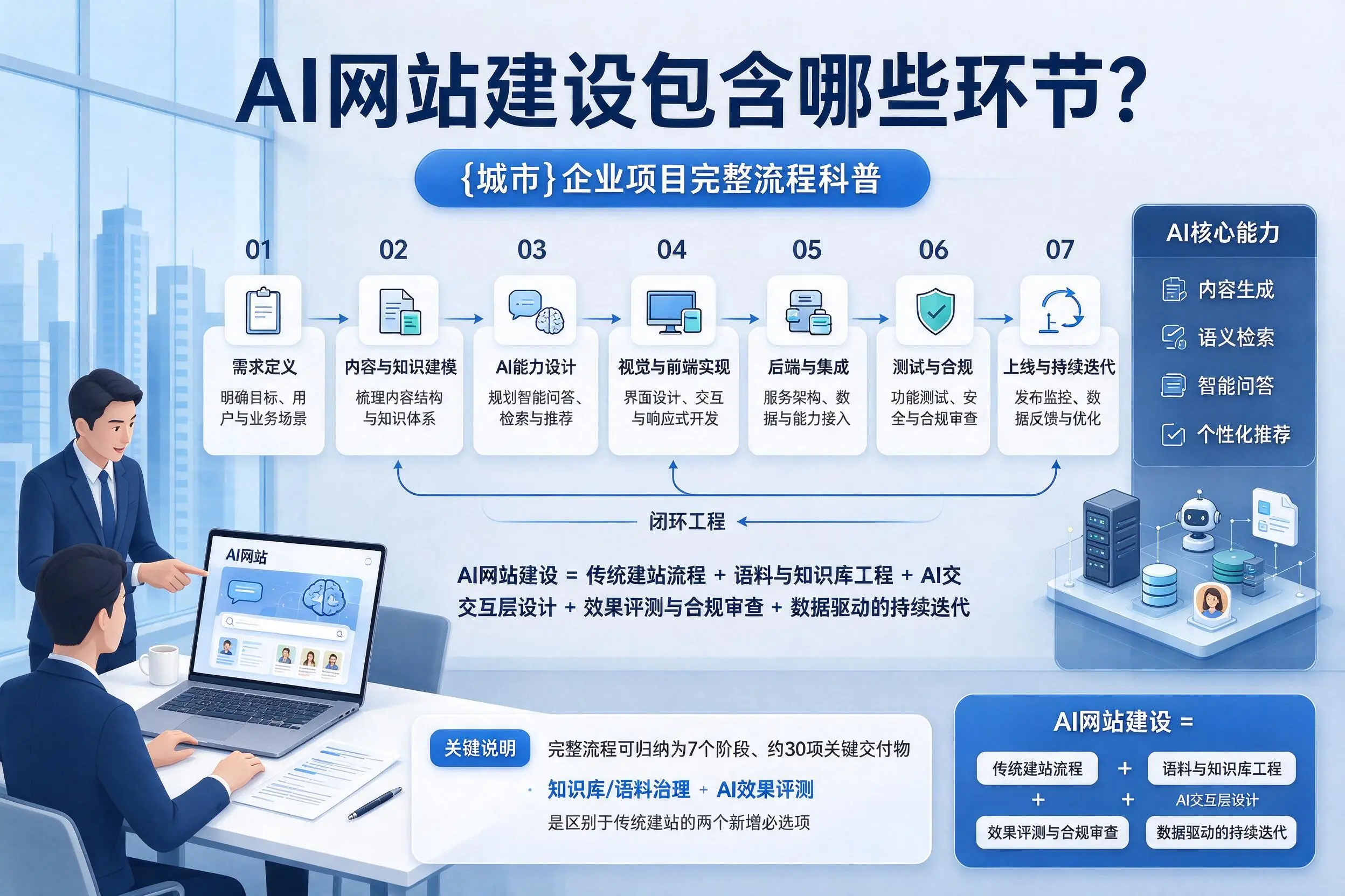 AI网站建设包含哪些环节?双鸭山企业项目完整流程科普