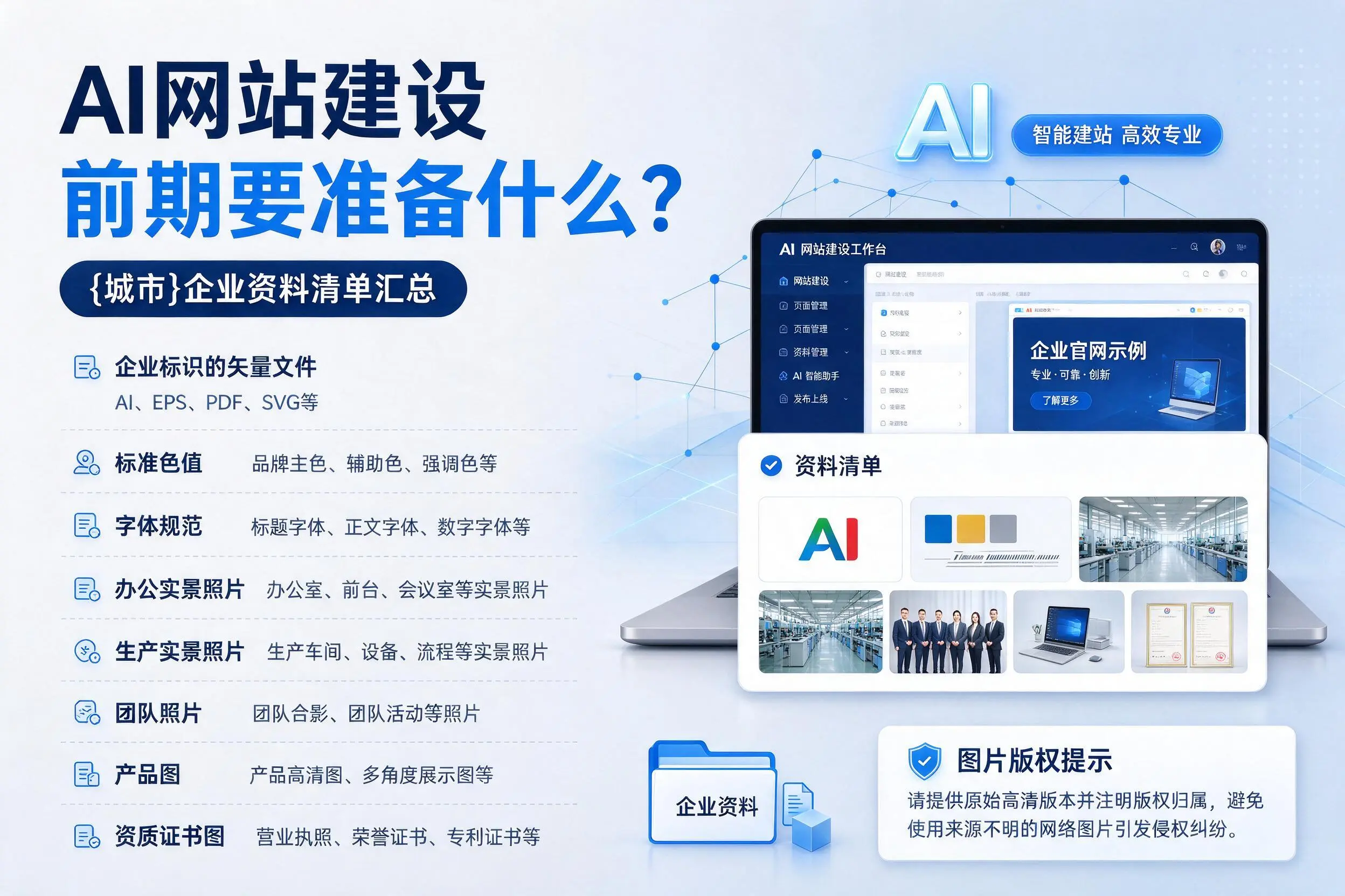AI网站建设前期要准备什么?双鸭山企业资料清单汇总