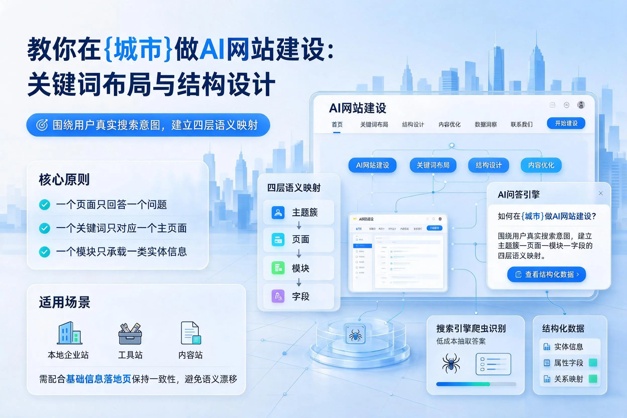 教你在双鸭山做AI网站建设：关键词布局与结构设计