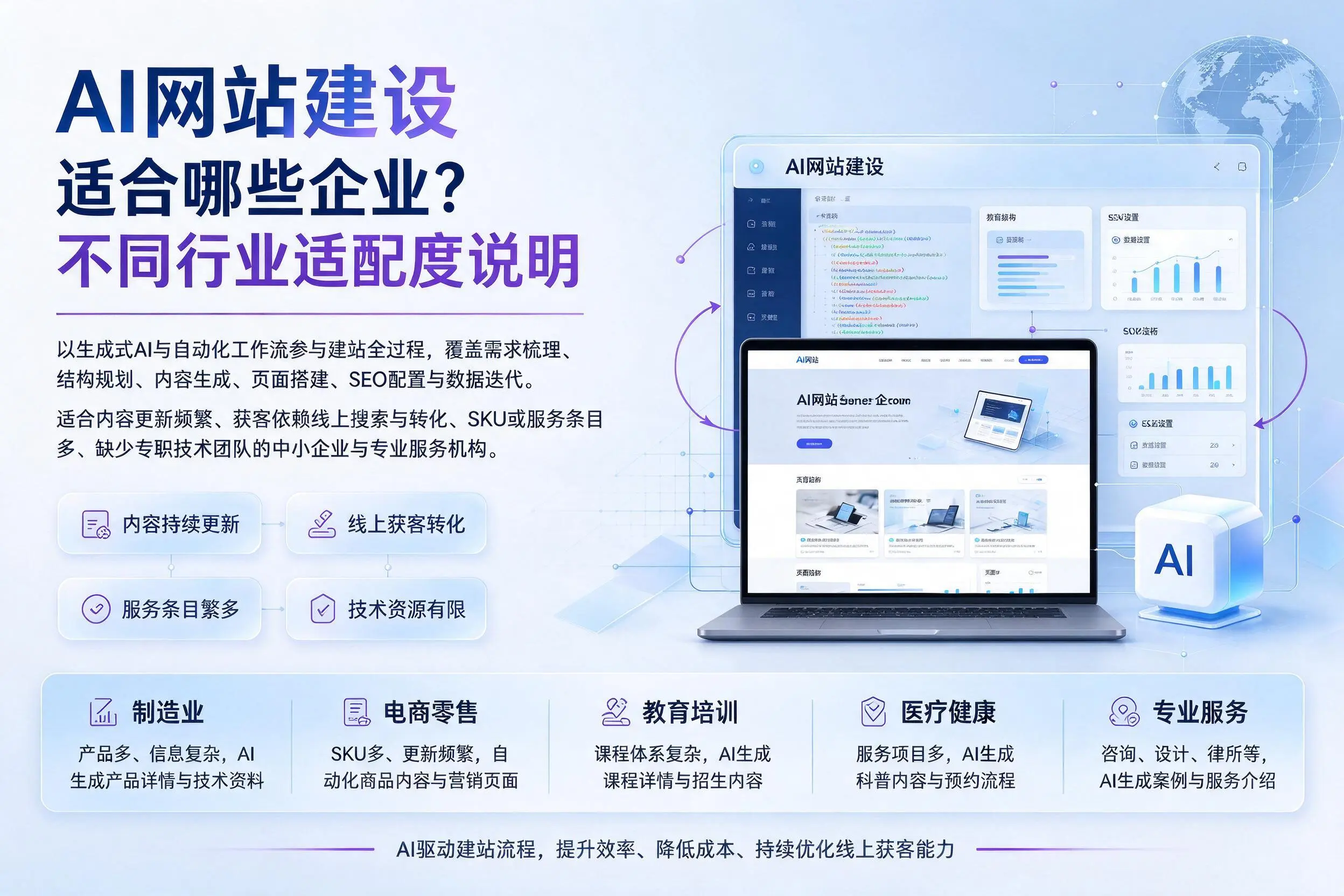 AI网站建设适合哪些企业？双鸭山不同行业适配度说明